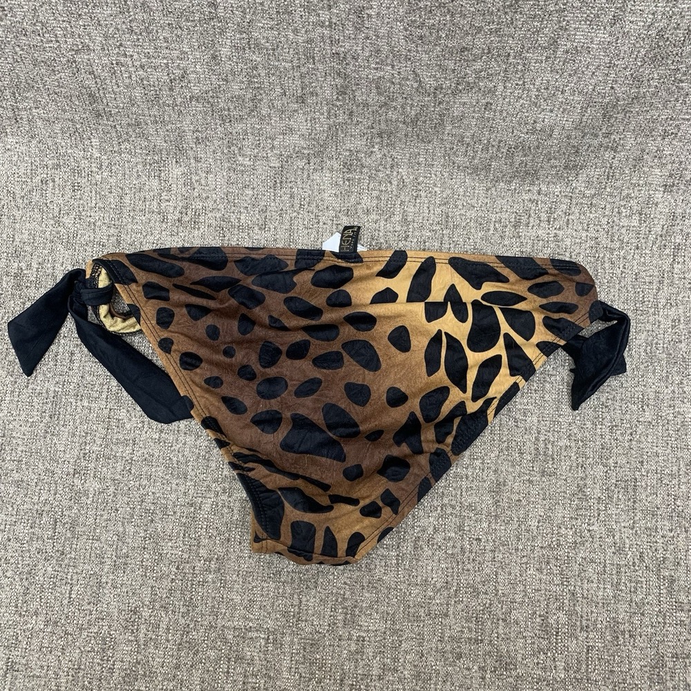 Athena Kenya Retro Bikini Bottom Top w/ Ties Swimsuit Sz 10 Animal Print Brown - Picture 5 of 7